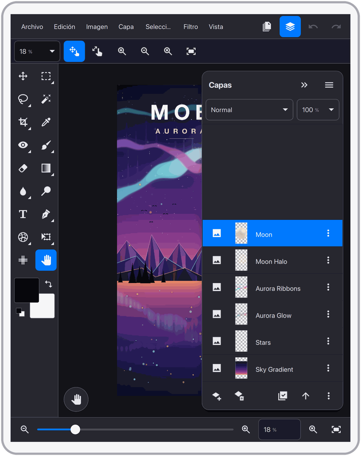 Diseño estilo escritorio en iPad
